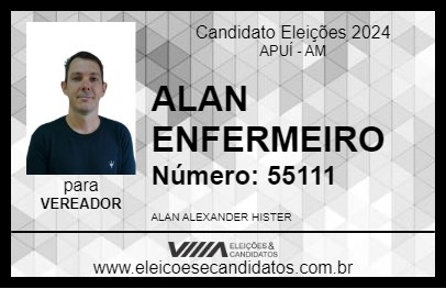 Candidato ALAN ENFERMEIRO 2024 - APUÍ - Eleições