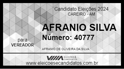 Candidato AFRANIO SILVA 2024 - CAREIRO - Eleições