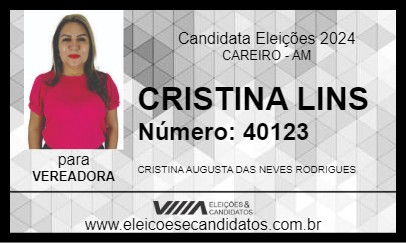 Candidato CRISTINA LINS 2024 - CAREIRO - Eleições