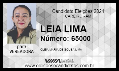 Candidato LEIA LIMA 2024 - CAREIRO - Eleições