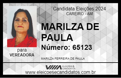 Candidato MARILZA DE PAULA 2024 - CAREIRO - Eleições