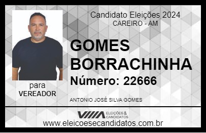 Candidato GOMES BORRACHINHA 2024 - CAREIRO - Eleições