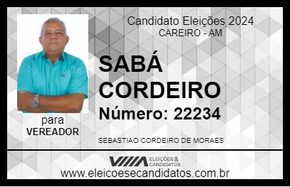 Candidato SABÁ CORDEIRO 2024 - CAREIRO - Eleições