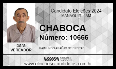 Candidato CHABOCA 2024 - MANAQUIRI - Eleições