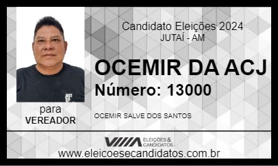 Candidato OCEMIR DA ACJ 2024 - JUTAÍ - Eleições