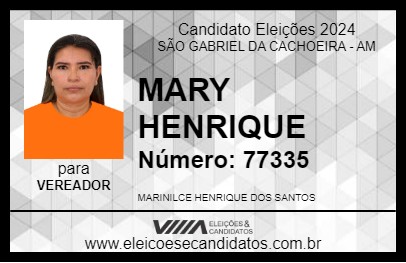 Candidato MARY HENRIQUE 2024 - SÃO GABRIEL DA CACHOEIRA - Eleições