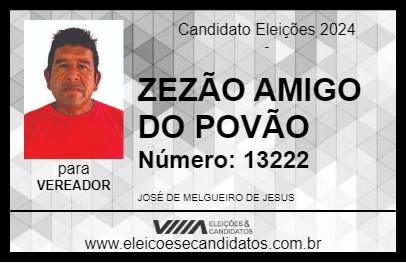 Candidato ZEZÃO AMIGO DO POVÃO 2024 - SANTA ISABEL DO RIO NEGRO - Eleições