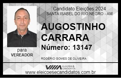 Candidato AUGOSTINHO CARRARA 2024 - SANTA ISABEL DO RIO NEGRO - Eleições