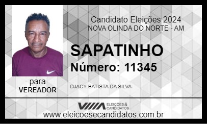 Candidato SAPATINHO 2024 - NOVA OLINDA DO NORTE - Eleições