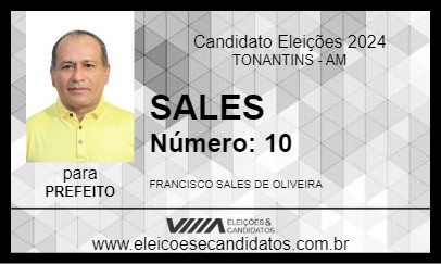 Candidato SALES 2024 - TONANTINS - Eleições