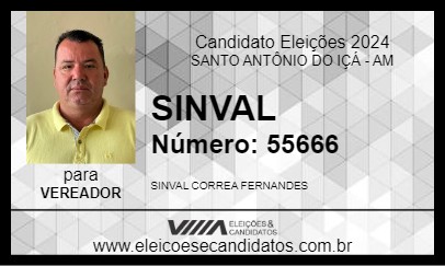 Candidato SINVAL 2024 - SANTO ANTÔNIO DO IÇÁ - Eleições