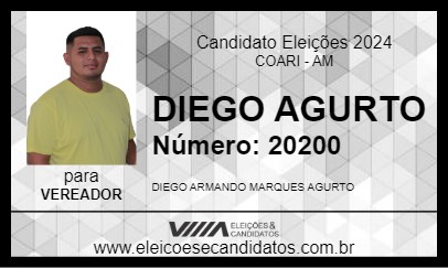 Candidato DIEGO AGURTO 2024 - COARI - Eleições