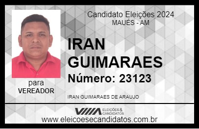 Candidato IRAN GUIMARAES 2024 - MAUÉS - Eleições