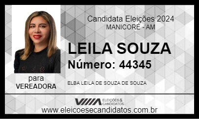 Candidato LEILA SOUZA 2024 - MANICORÉ - Eleições