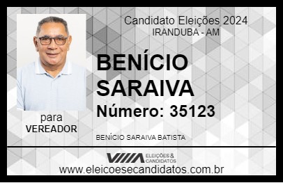 Candidato BENÍCIO SARAIVA 2024 - IRANDUBA - Eleições