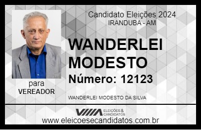 Candidato WANDERLEI MODESTO 2024 - IRANDUBA - Eleições