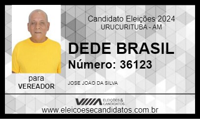 Candidato DEDE BRASIL 2024 - URUCURITUBA - Eleições