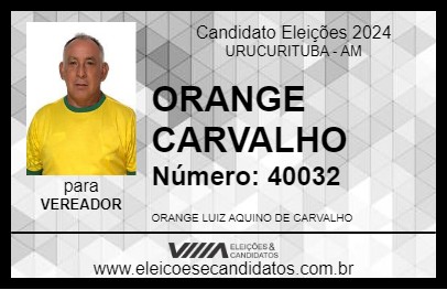 Candidato ORANGE CARVALHO 2024 - URUCURITUBA - Eleições