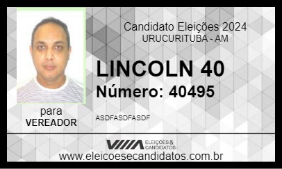 Candidato LINCOLN 40 2024 - URUCURITUBA - Eleições