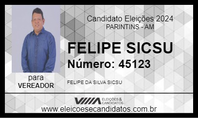 Candidato FELIPE SICSU 2024 - PARINTINS - Eleições