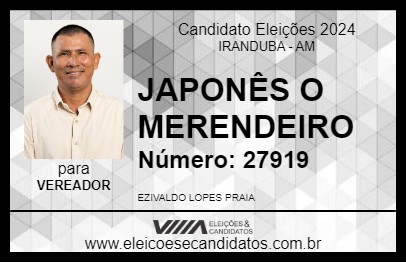 Candidato JAPONÊS O MERENDEIRO 2024 - IRANDUBA - Eleições