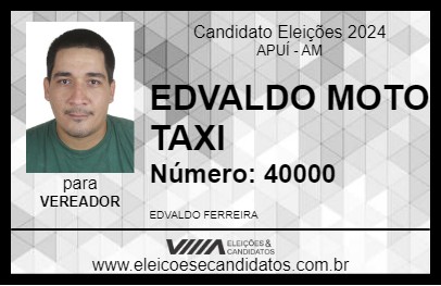 Candidato EDVALDO MOTO TAXI 2024 - APUÍ - Eleições