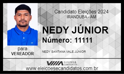 Candidato NEDY JÚNIOR 2024 - IRANDUBA - Eleições