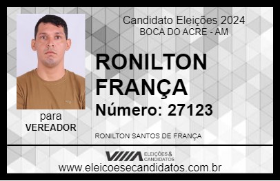 Candidato RONILTON FRANÇA 2024 - BOCA DO ACRE - Eleições