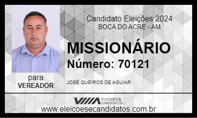 Candidato MISSIONÁRIO 2024 - BOCA DO ACRE - Eleições