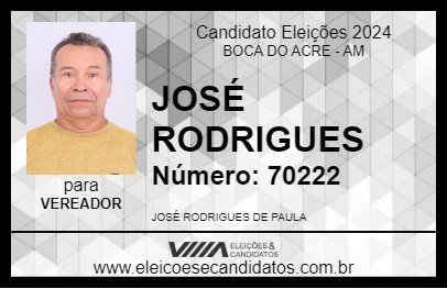 Candidato JOSÉ RODRIGUES 2024 - BOCA DO ACRE - Eleições