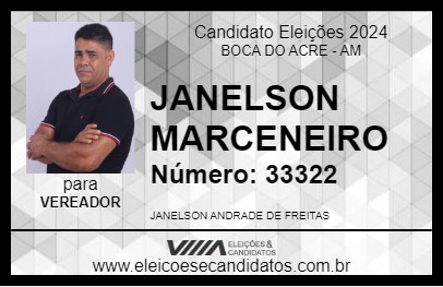 Candidato JANELSON MARCENEIRO 2024 - BOCA DO ACRE - Eleições