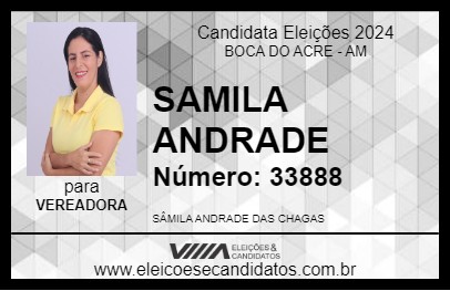 Candidato SAMILA ANDRADE 2024 - BOCA DO ACRE - Eleições