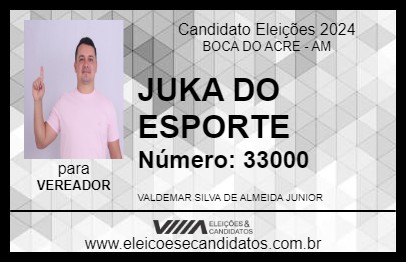 Candidato JUKA DO ESPORTE 2024 - BOCA DO ACRE - Eleições