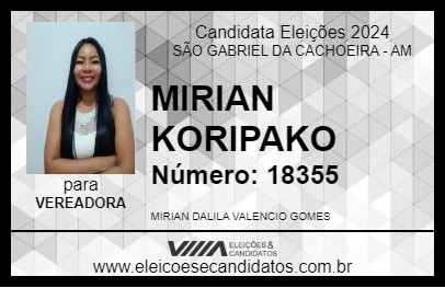 Candidato MIRIAN KORIPAKO 2024 - SÃO GABRIEL DA CACHOEIRA - Eleições