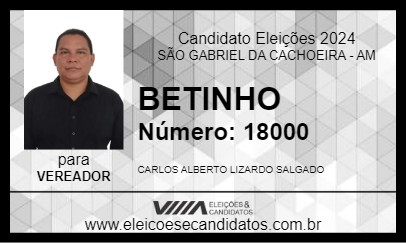 Candidato BETINHO 2024 - SÃO GABRIEL DA CACHOEIRA - Eleições