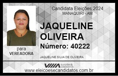 Candidato JAQUELINE OLIVEIRA 2024 - MANAQUIRI - Eleições