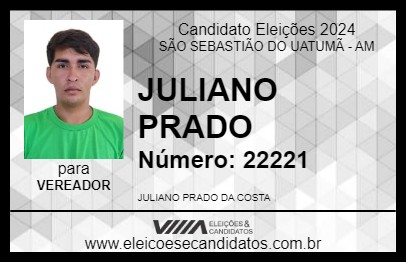 Candidato JULIANO PRADO 2024 - SÃO SEBASTIÃO DO UATUMÃ - Eleições