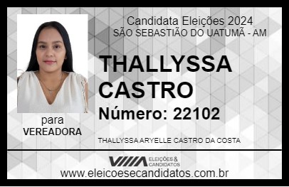 Candidato THALLYSSA CASTRO 2024 - SÃO SEBASTIÃO DO UATUMÃ - Eleições