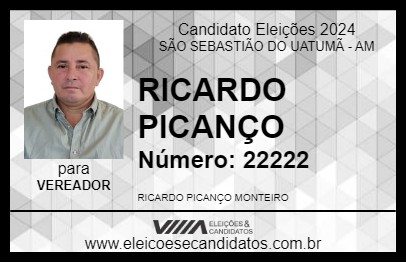 Candidato RICARDO PICANÇO 2024 - SÃO SEBASTIÃO DO UATUMÃ - Eleições