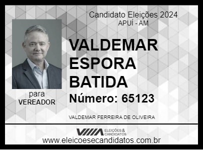 Candidato VALDEMAR ESPORA BATIDA 2024 - APUÍ - Eleições