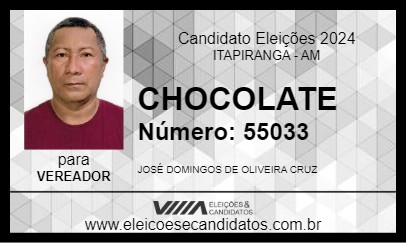 Candidato CHOCOLATE 2024 - ITAPIRANGA - Eleições