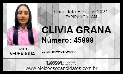 Candidato CLIVIA GRANA 2024 - ITAPIRANGA - Eleições