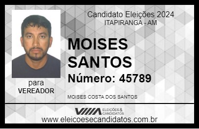 Candidato MOISES SANTOS 2024 - ITAPIRANGA - Eleições