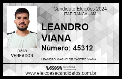 Candidato LEANDRO VIANA 2024 - ITAPIRANGA - Eleições