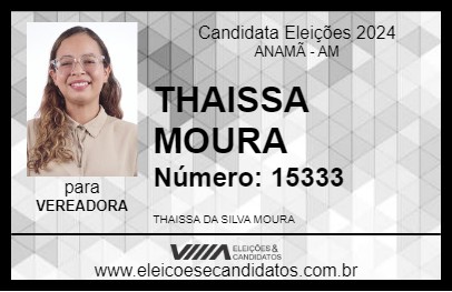 Candidato THAISSA MOURA 2024 - ANAMÃ - Eleições