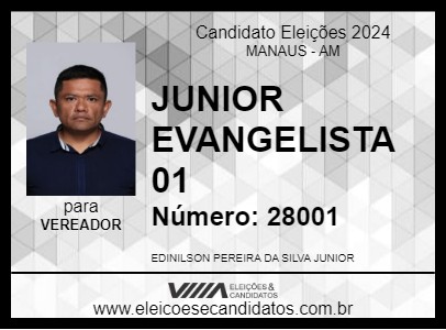 Candidato JUNIOR EVANGELISTA 01 2024 - MANAUS - Eleições