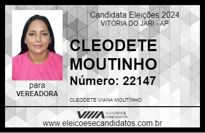 Candidato CLEODETE MOUTINHO 2024 - VITÓRIA DO JARI - Eleições