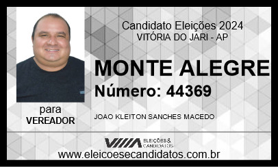 Candidato MONTE ALEGRE 2024 - VITÓRIA DO JARI - Eleições