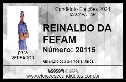 Candidato REINALDO DA FEFAM 2024 - MACAPÁ - Eleições