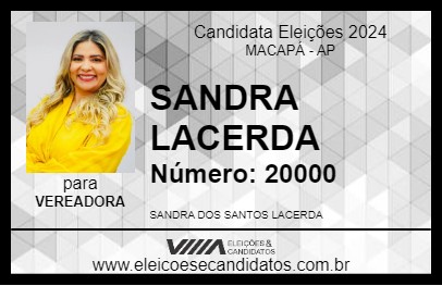 Candidato SANDRA LACERDA 2024 - MACAPÁ - Eleições